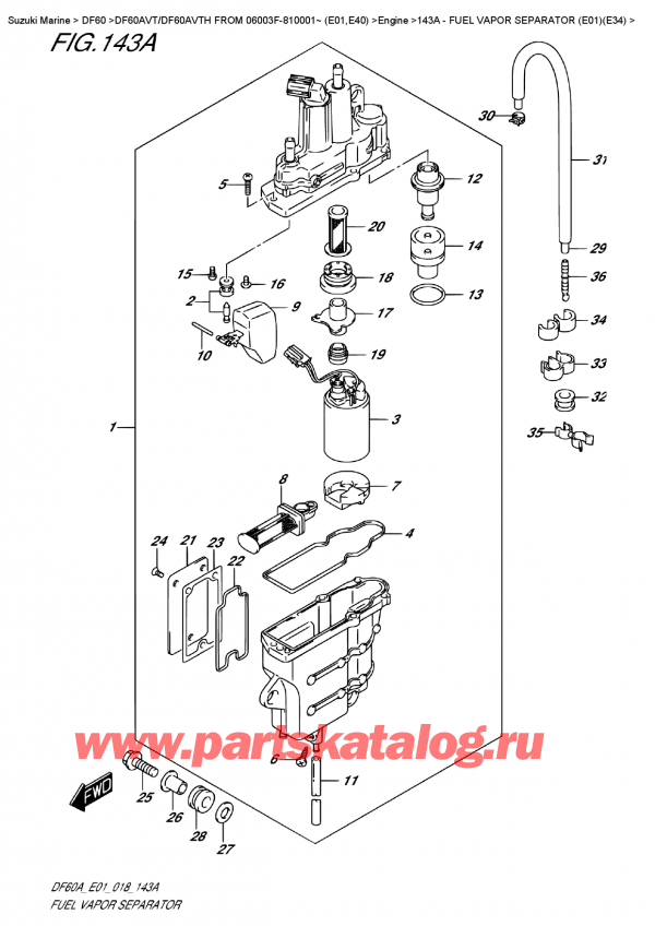   ,  , Suzuki DF60AV TL / TX FROM 06003F-810001~ (E01), Fuel  Vapor  Separator  (E01)(E34) /    (E01) (E34)