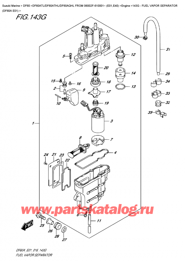 ,   , SUZUKI DF60A TS / TL FROM 06002F-610001~ (E01)   2016 , Fuel  Vapor  Separator  (Df60A  E01)