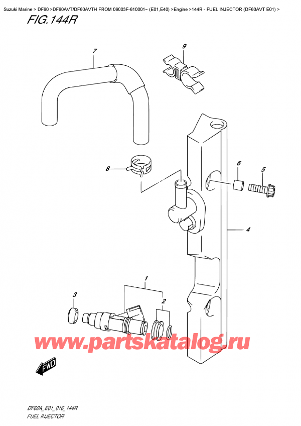   ,    , SUZUKI DF60AV TL / TX FROM 06003F-610001~    (E01)    2016 , Fuel  Injector  (Df60Avt  E01) /   (Df60Avt E01)