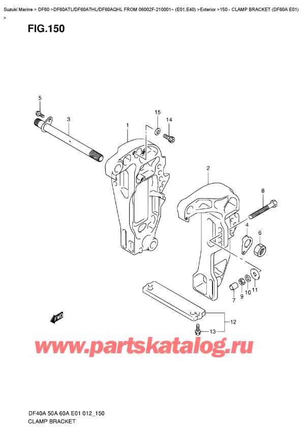  ,   , Suzuki DF60A TS / TL FROM 06002F-210001~ (E01), Clamp  Bracket  (Df60A  E01)