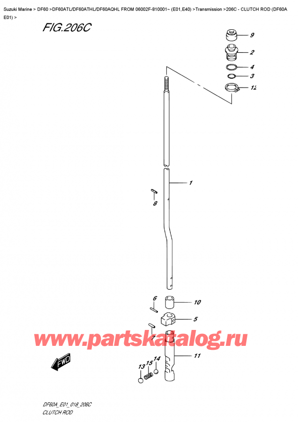  ,  , Suzuki DF60A TS / TL FROM 06002F-810001~ (E01) , Clutch  Rod  (Df60A  E01)