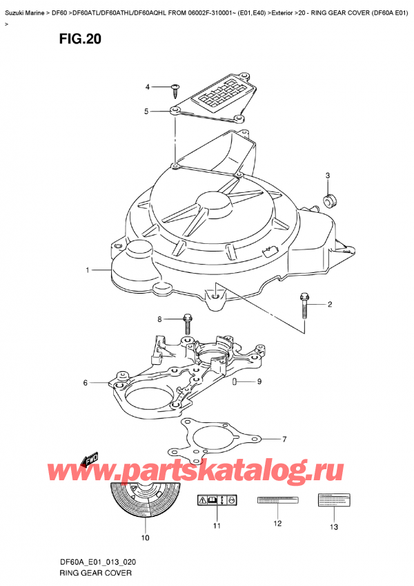  ,   , SUZUKI DF60A TL/TS FROM 06002F-310001~ (E01), Ring  Gear  Cover  (Df60A  E01)