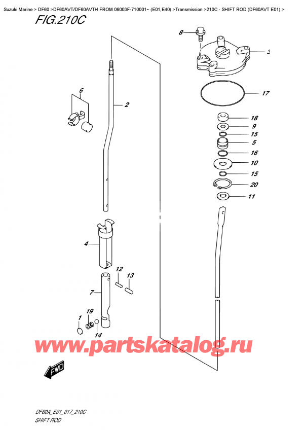  ,   , Suzuki DF60AV TL/TX FROM 06003F-710001~ (E01)  , Shift  Rod  (Df60Avt  E01)