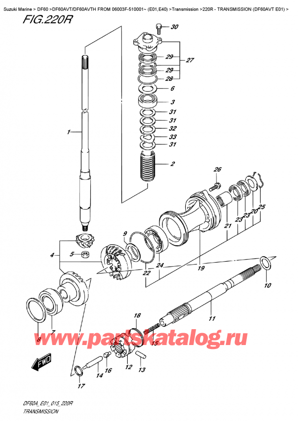  ,   , Suzuki DF60A VTL / VTX FROM 06003F-510001~   (E01)  2015 , Transmission  (Df60Avt  E01)