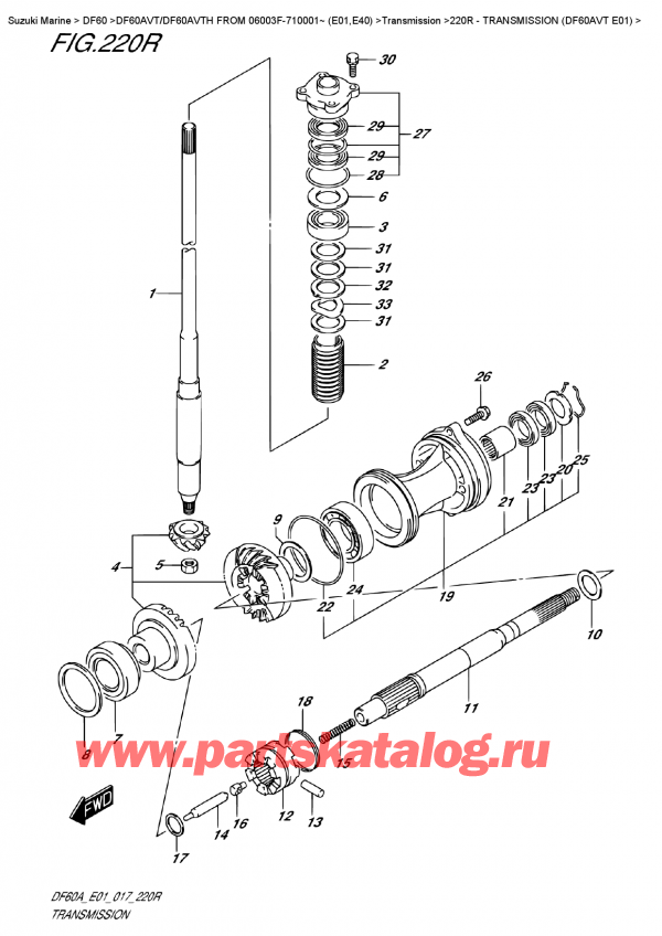  ,   , Suzuki DF60AV TL/TX FROM 06003F-710001~ (E01)    2017 , Transmission  (Df60Avt  E01)