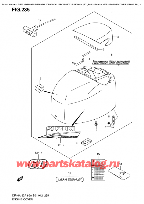 ,   ,  DF60A TS / TL FROM 06002F-210001~ (E01), Engine  Cover  (Df60A  E01)