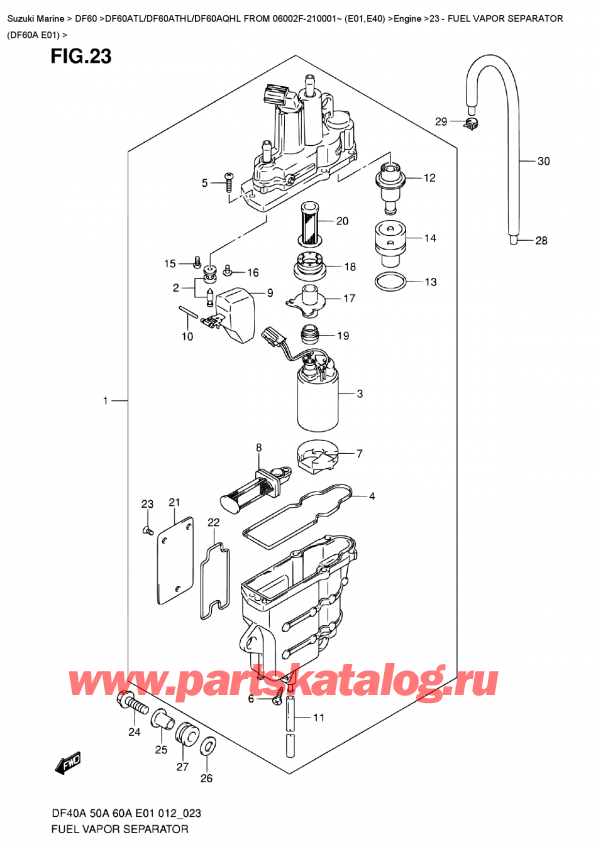   ,    , Suzuki DF60A TS / TL FROM 06002F-210001~ (E01), Fuel  Vapor  Separator  (Df60A  E01) /    (Df60A E01)