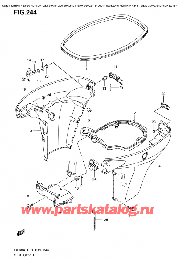   ,   , Suzuki DF60A TL/TS FROM 06002F-310001~ (E01)  2013 , Side Cover  (Df60A  E01)