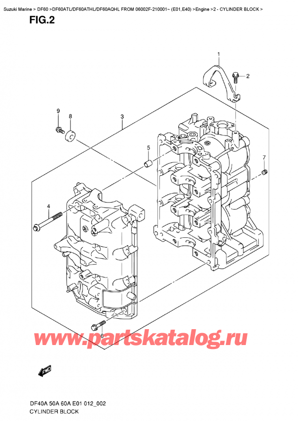   ,    , Suzuki DF60A TS / TL FROM 06002F-210001~ (E01), Cylinder  Block -  
