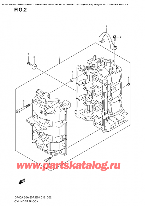  ,   , Suzuki DF60A TS / TL FROM 06002F-210001~ (E01), Cylinder  Block