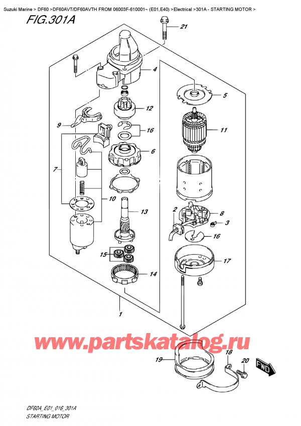  ,   , Suzuki DF60AV TL / TX FROM 06003F-610001~    (E01)    2016 , Starting  Motor