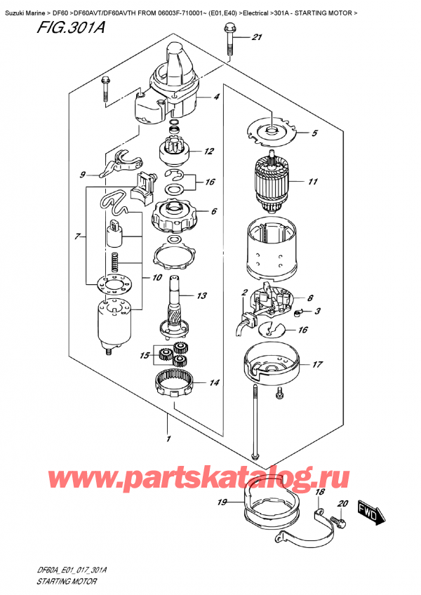  ,    , Suzuki DF60AV TL/TX FROM 06003F-710001~ (E01)    2017 , Starting  Motor