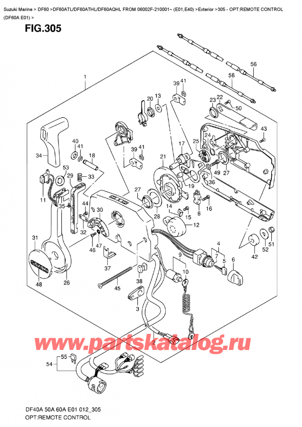   ,   , Suzuki DF60A TS / TL FROM 06002F-210001~ (E01)  2012 , Opt:remote  Control  (Df60A  E01)