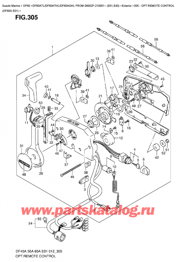   ,   , SUZUKI DF60A TS / TL FROM 06002F-210001~ (E01)  2012 , Opt:remote  Control  (Df60A  E01)