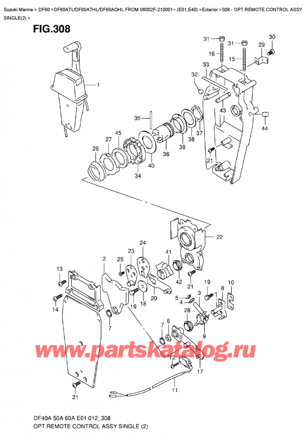  ,  , Suzuki DF60A TS / TL FROM 06002F-210001~ (E01)  2012 , Opt:remote  Control  Assy  Single(2)