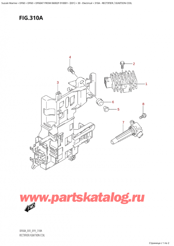   ,    , SUZUKI Suzuki DF60 ATS / ATL  FROM 06002F-910001~  (E01 019)  2019 , Rectifier / Ignition Coil /  /  