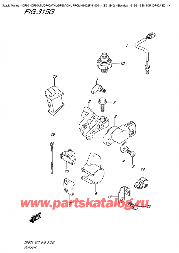  ,  , Suzuki DF60A TS / TL FROM 06002F-610001~ (E01)   2016 , Sensor  (Df60A  E01)