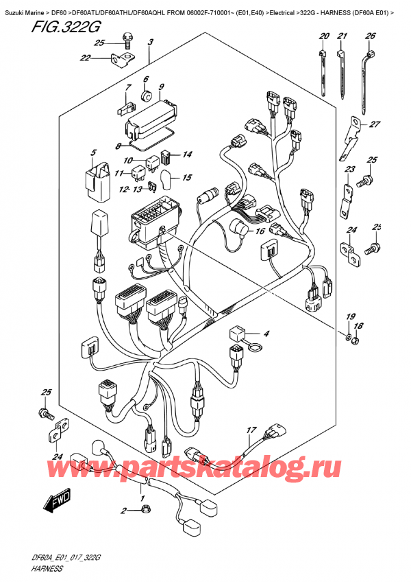  ,   , SUZUKI DF60A TS/TL FROM 06002F-710001~ (E01)   2017 , Harness  (Df60A  E01) -   (Df60A E01)