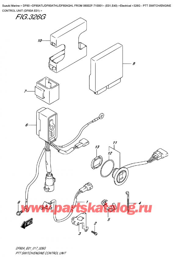 ��������� ��������, �� ��������� ���������, Suzuki DF60A TS/TL FROM 06002F-710001~ (E01) , Ptt  Switch/engine  Control  Unit  (Df60A  E01)