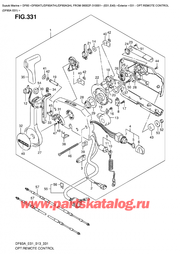  ,   , Suzuki DF60A TL/TS FROM 06002F-310001~ (E01)  2013 , :   (Df60A E01) / Opt:remote  Control  (Df60A  E01)