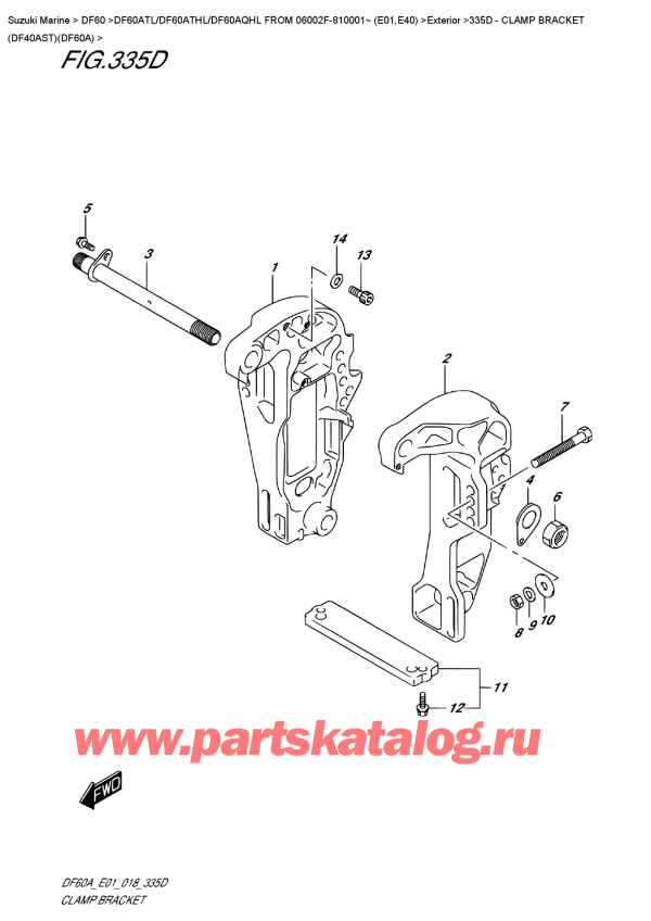   , ,  DF60A TS / TL FROM 06002F-810001~ (E01) , Clamp  Bracket  (Df40Ast)(Df60A) /   (Df40Ast) (Df60A)