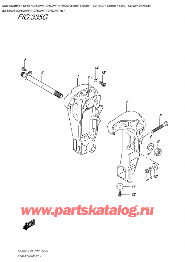   ,   , Suzuki DF60AV TL / TX FROM 06003F-810001~ (E01)  2018 , Clamp  Bracket  (Df50Avt)(Df50Avth)(Df60Avt)(Df60Avth)