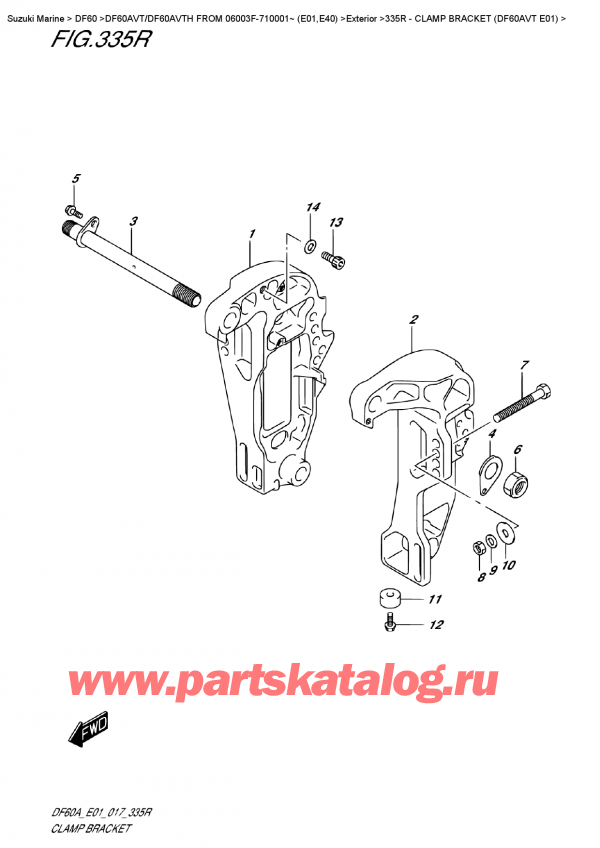  ,   , Suzuki DF60AV TL/TX FROM 06003F-710001~ (E01)    2017 , Clamp  Bracket  (Df60Avt  E01) -   (Df60Avt E01)