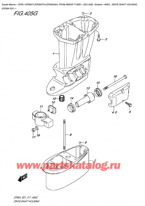 ,   , SUZUKI DF60A TS/TL FROM 06002F-710001~ (E01) , Drive Shaft  Housing  (Df60A  E01)