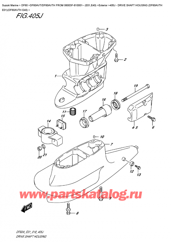   ,    , Suzuki DF60AV TL / TX FROM 06003F-810001~ (E01),    (Df60Avth E01) (Df60Avth E40) - Drive Shaft  Housing  (Df60Avth  E01)(Df60Avth  E40)