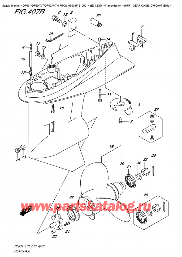  ,    , Suzuki DF60AV TL / TX FROM 06003F-610001~    (E01)  , Gear  Case  (Df60Avt  E01)
