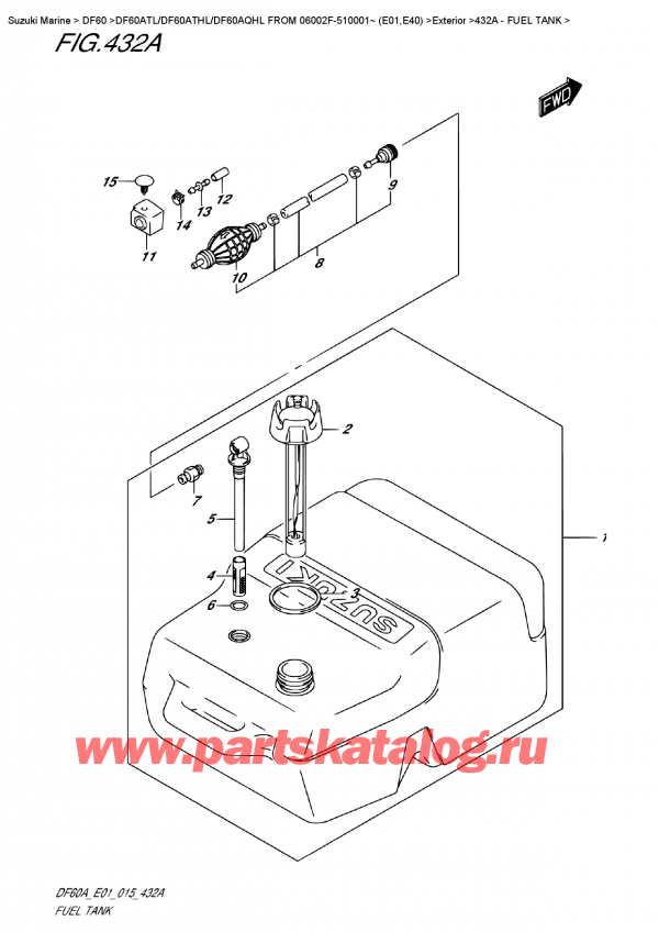  ,   , SUZUKI DF60A TS / TL FROM 06002F-510001~ (E01), Fuel  Tank