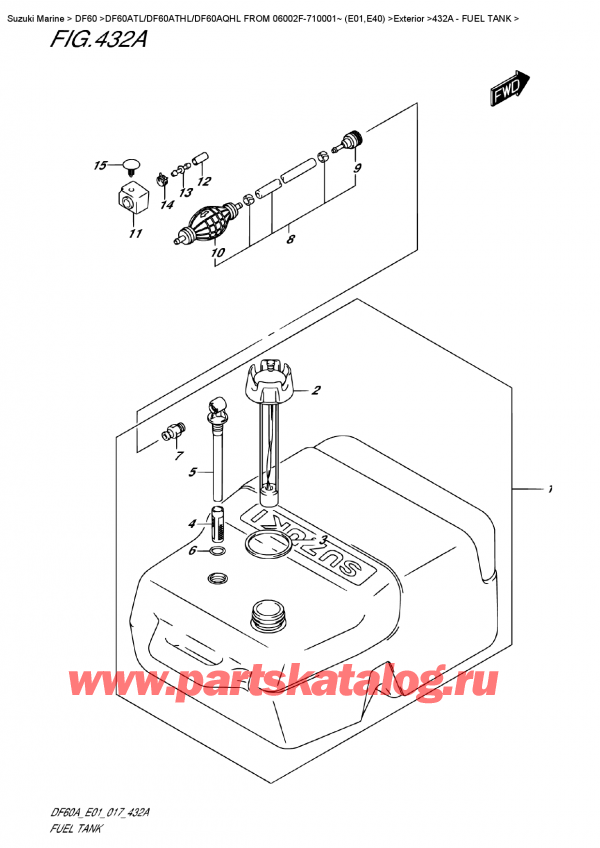  ,   , Suzuki DF60A TS/TL FROM 06002F-710001~ (E01) , Fuel  Tank -  