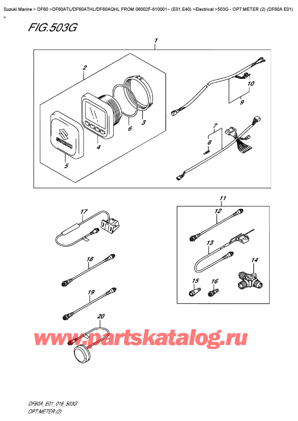  ,    , SUZUKI DF60A TS / TL FROM 06002F-610001~ (E01) , Opt:meter  (2)  (Df60A  E01)