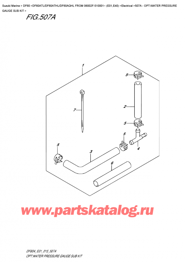 ,   , SUZUKI DF60A TS / TL FROM 06002F-510001~ (E01), Opt:water  Pressure  Gauge  Sub  Kit