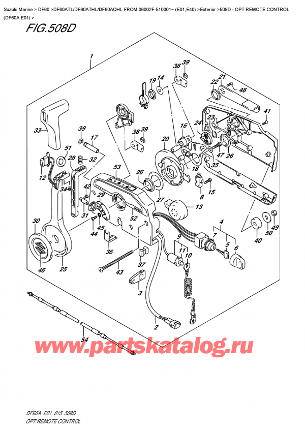 ,    , SUZUKI DF60A TS / TL FROM 06002F-510001~ (E01)  2015 , Opt:remote  Control  (Df60A  E01)