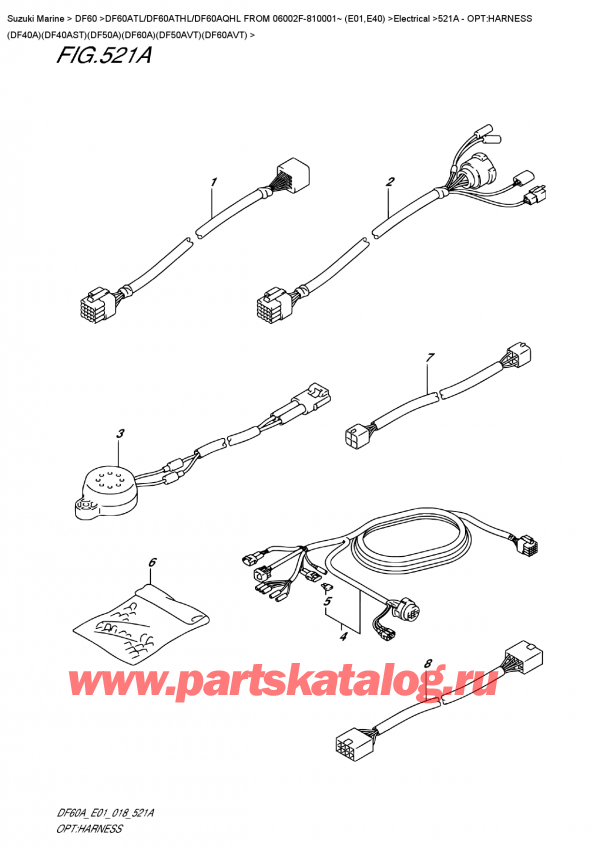   ,   , Suzuki DF60A TS / TL FROM 06002F-810001~ (E01)   2018 , Opt:harness  (Df40A)(Df40Ast)(Df50A)(Df60A)(Df50Avt)(Df60Avt)