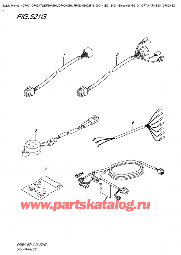 ������������ ��������, �� ��������� ���������, Suzuki DF60A TS / TL FROM 06002F-610001~ (E01) , Opt:harness  (Df60A  E01) / �����: ���� �������� (Df60A E01)