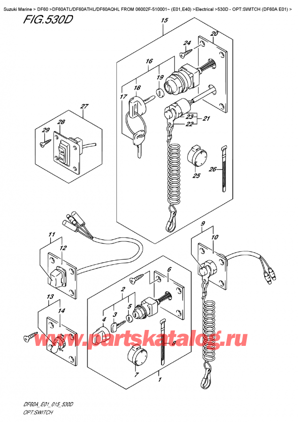 ����� ��������, �� ��������� ���������, Suzuki DF60A TS / TL FROM 06002F-510001~ (E01) ������ 2015 ����, �����: ������������� (Df60A E01)