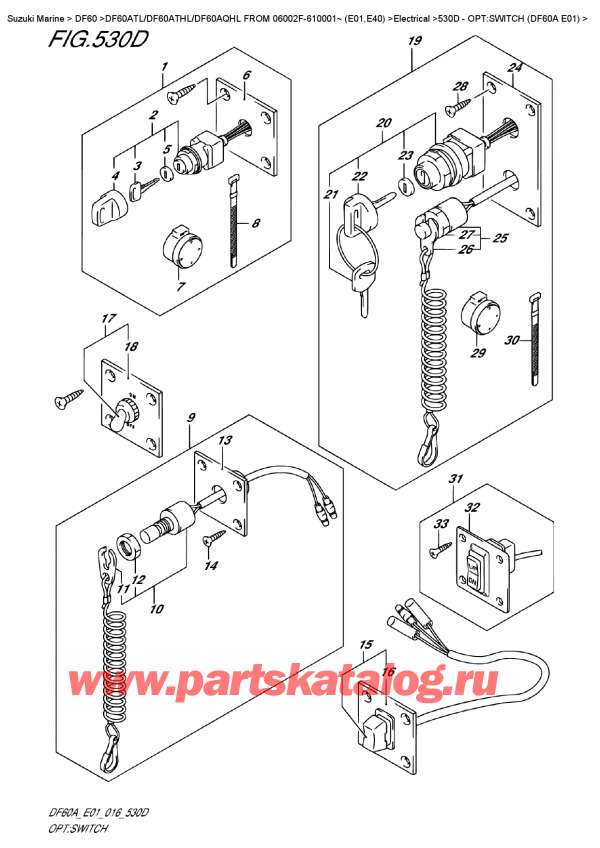 ��������� ��������, �� ��������� ���������, Suzuki DF60A TS / TL FROM 06002F-610001~ (E01) , Opt:switch  (Df60A  E01) - �����: ������������� (Df60A E01)