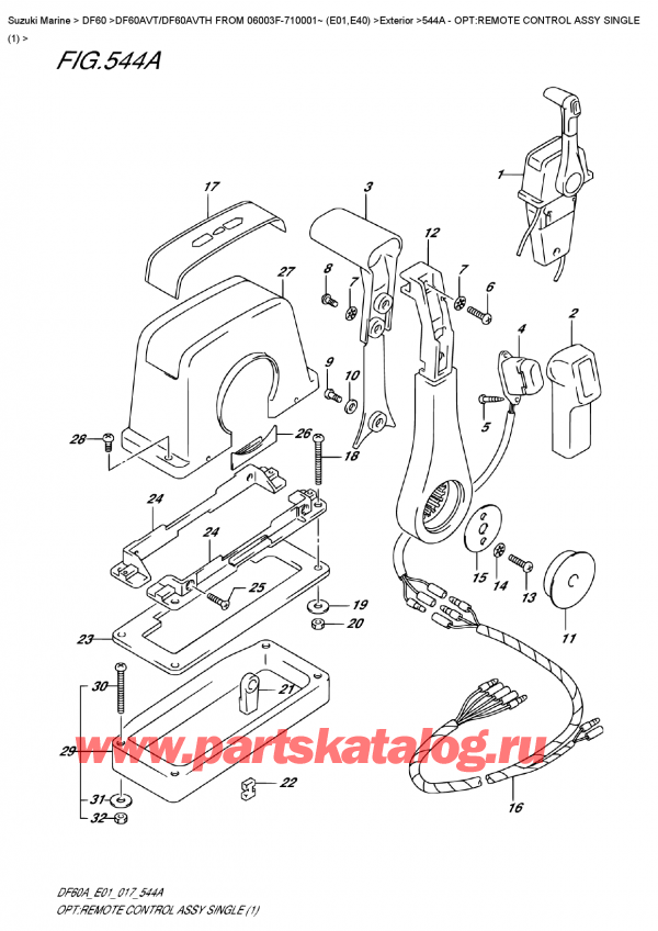 ,  , Suzuki DF60AV TL/TX FROM 06003F-710001~ (E01)  , Opt:remote  Control  Assy  Single  (1) /    ,  (1)