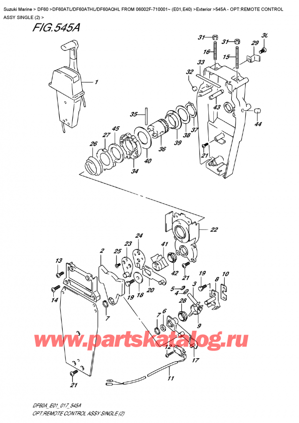  ,  , Suzuki DF60A TS/TL FROM 06002F-710001~ (E01)   2017 , Opt:remote  Control  Assy  Single  (2)