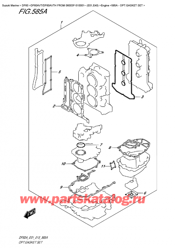  ,    , Suzuki DF60A VTL / VTX FROM 06003F-510001~   (E01), Opt:gasket  Set - :  