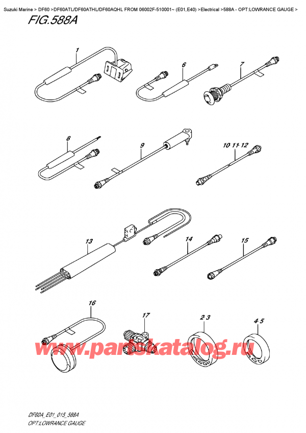 ��������, �� �������� �����, Suzuki DF60A TS / TL FROM 06002F-510001~ (E01) ������ 2015 ����, Opt:lowrance  Gauge
