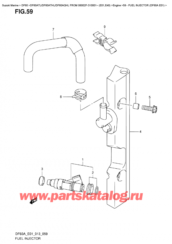   ,    , Suzuki DF60A TL/TS FROM 06002F-310001~ (E01),   (Df60A E01) - Fuel  Injector  (Df60A  E01)