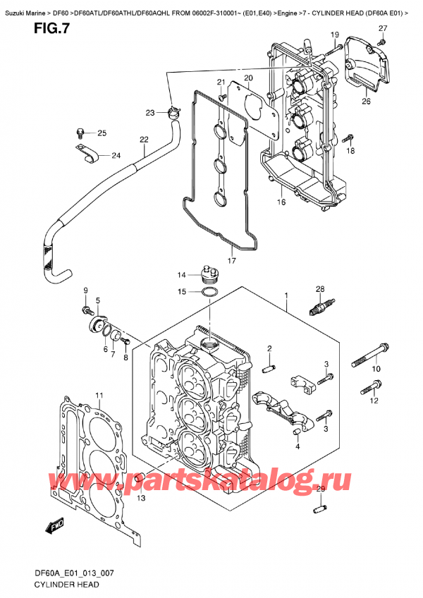 ,   , Suzuki DF60A TL/TS FROM 06002F-310001~ (E01), Cylinder  Head  (Df60A  E01)