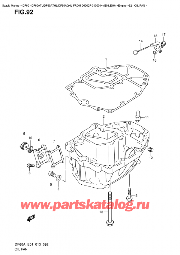   ,    , Suzuki DF60A TL/TS FROM 06002F-310001~ (E01), Oil  Pan