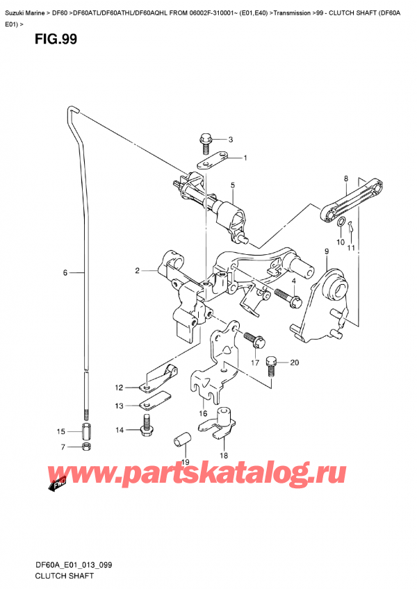 ,   , Suzuki DF60A TL/TS FROM 06002F-310001~ (E01), Clutch  Shaft  (Df60A  E01)