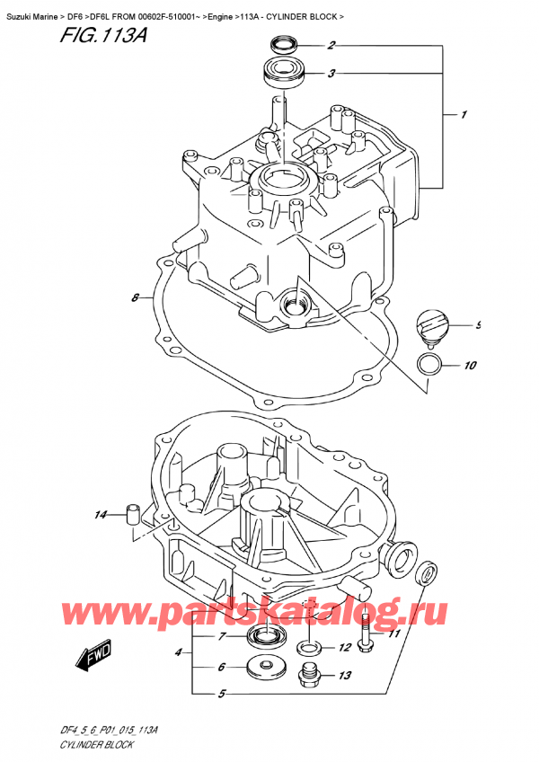  ,   , Suzuki DF6 S-L FROM 00602F-510001~ (P01)  2015 , Cylinder  Block