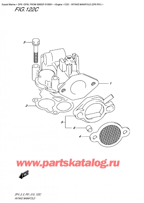  ,   , Suzuki DF6 S-L FROM 00602F-510001~ (P01)  2015 ,   (Df6 P01) / Intake  Manifold  (Df6 P01)