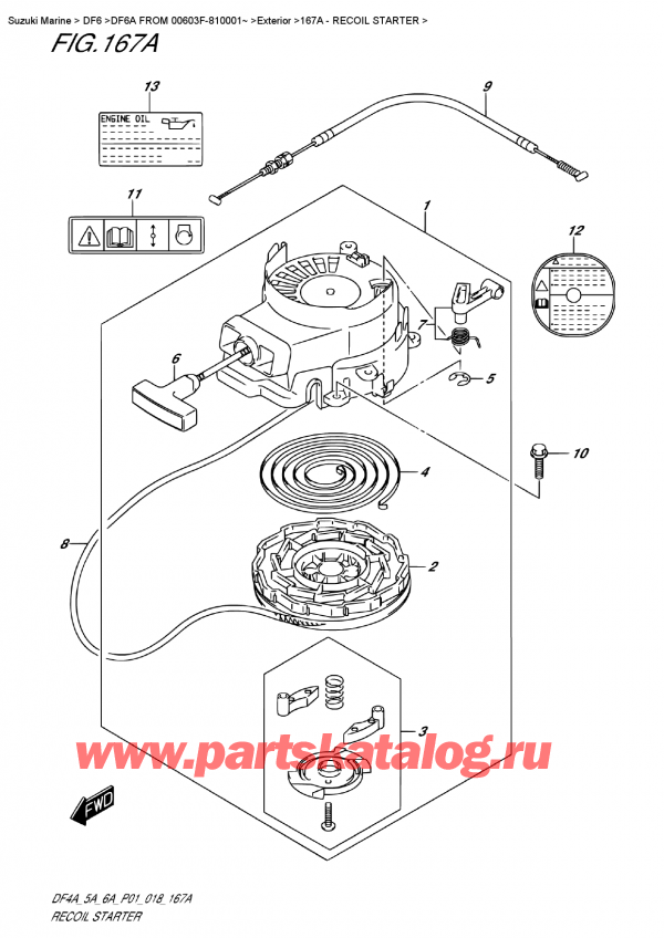 ������������ ��������, , SUZUKI DF6A S / L FROM 00603F-810001~  ������ 2018 ����, Recoil  Starter
